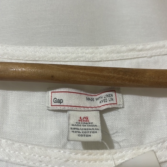 NWT GAP 97% Linen White Blue Striped Sleeveless Dress with Tie Waist a292 - Picture 3 of 4